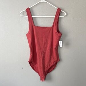 Old Navy NWT Double Layer Square Neck Mauve Coral Bodysuit Size Small